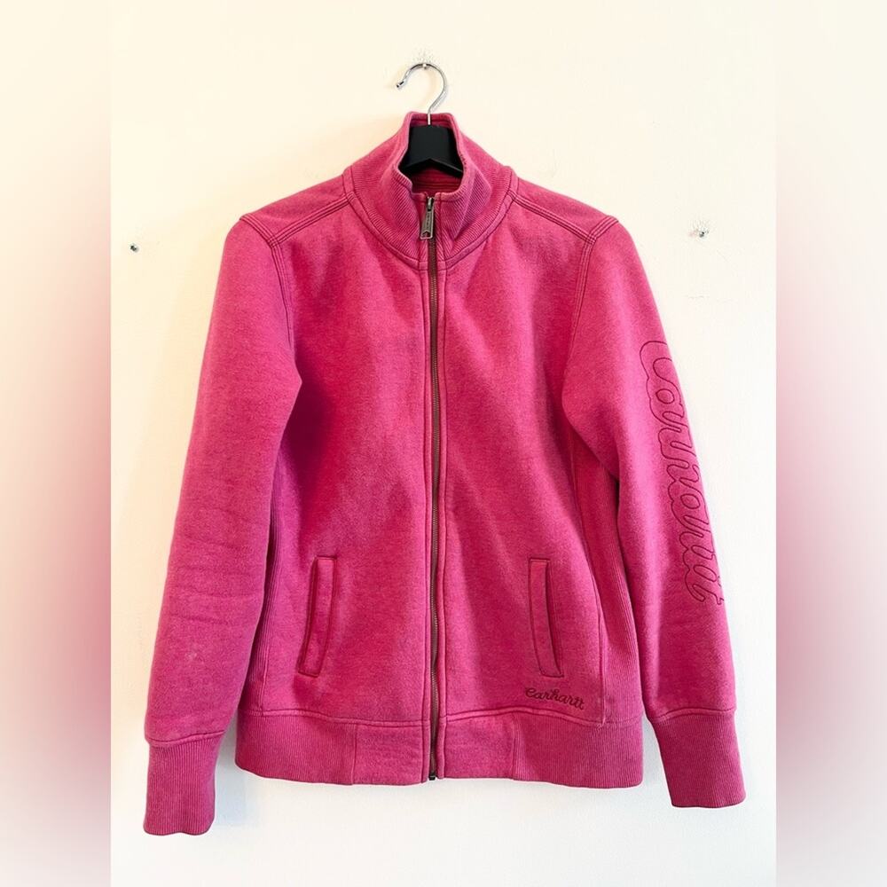 Carhartt dunlow mock neck full zip up sweatshirt pink working cotton outdoor M